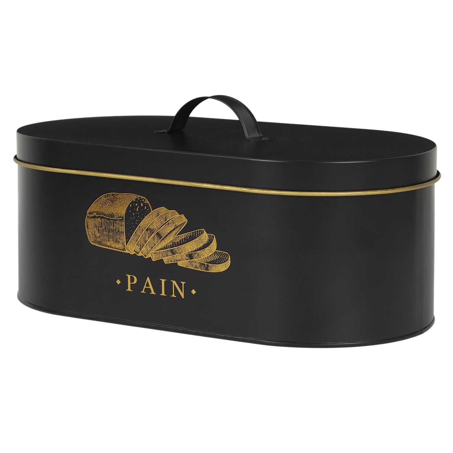 Boîte à Pain Yuecoom Grande Capacité - Design Contemporain Métal Noir Anti-Empreintes - Rangement Cuisine Élégant