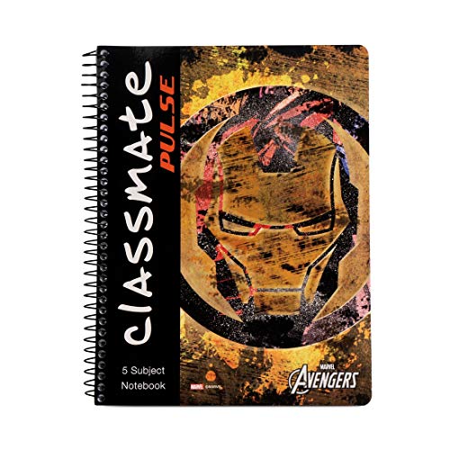 Image of Classmate Octane Neon Gel 25s Jar- 25 Blue Gel Pens Pulse Single Line 5 Subject Notebook - 267mm x 203mm, 60GSM, 250 Pages