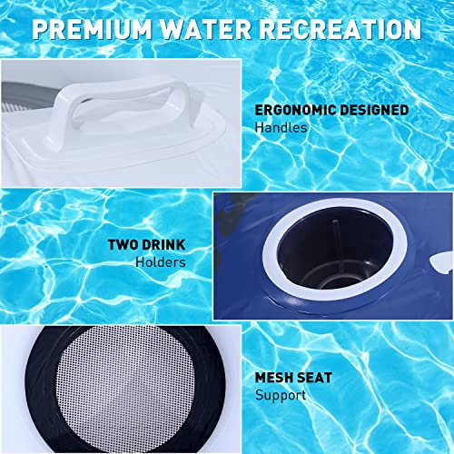 【2 Pack】 Pool Floats River Raft Inflatable Tube 53 "Large Diameter, Water Float To Lounge Above Lake And River, Outdoor Water Tube Sport Fun, Recreational Use, Two Grip Handles, Cup Holder, Grab Rope #TOP6