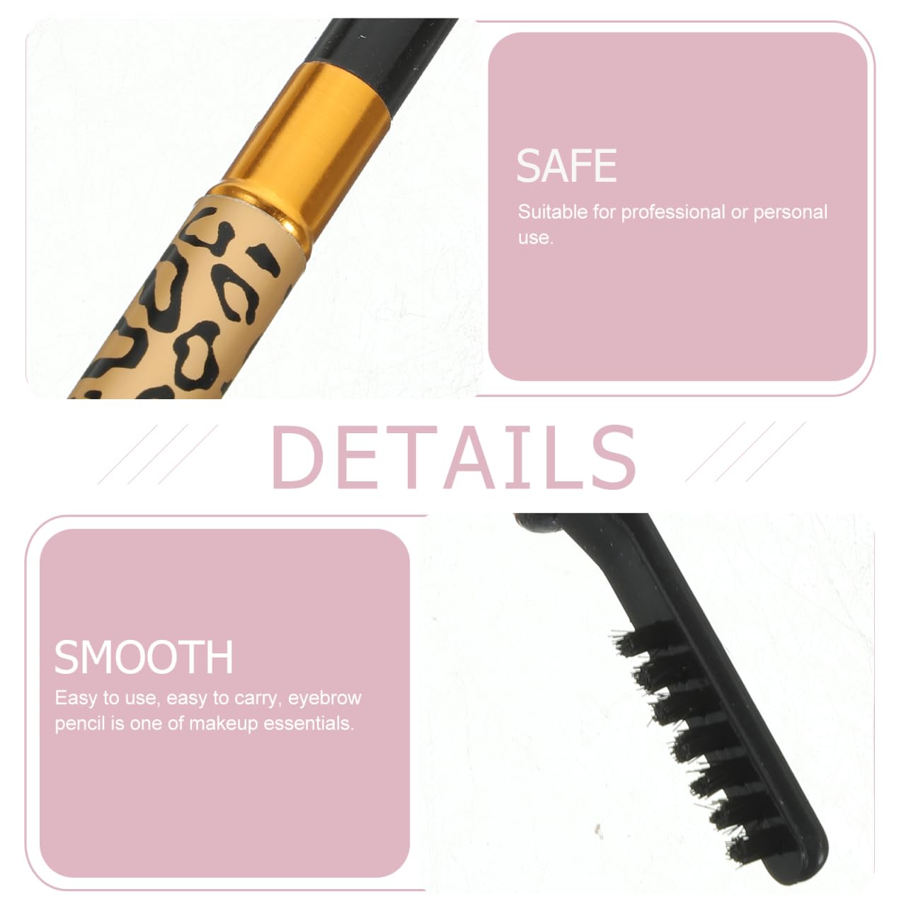 minkissy Leopard Double Head Eyebrow Pencil with Brush Waterproof Makeup Tool 5.71 Inch for Natural Precise Styling - Image 3