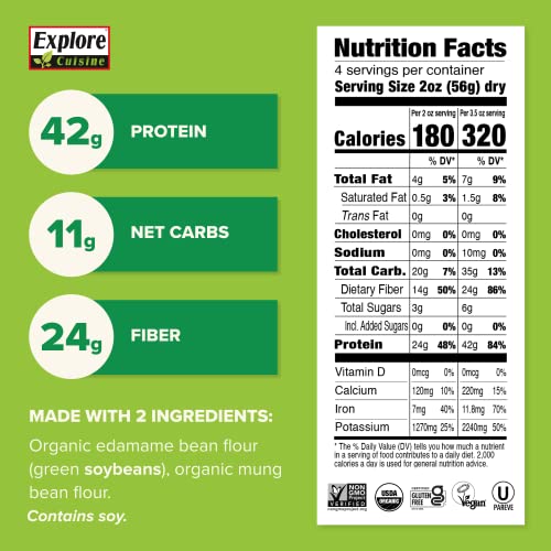 Explore Cuisine Organic Edamame & Mung Bean Fettuccine 8 Oz Easyto