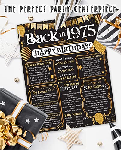lone star art 50th birthday decorations - 11x14 unframed 1975 year in review poster - fun facts card for men amp women turning 50 - vintage party decor amp gift idea for him or her