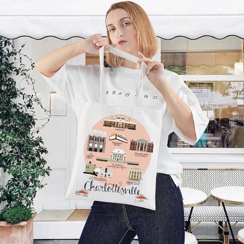 LEVLO Charlottesville Virginia Canvas Tote Bag Charlottesville Travel Shoulder Bag Charlottesville Souvenirs Gifts4