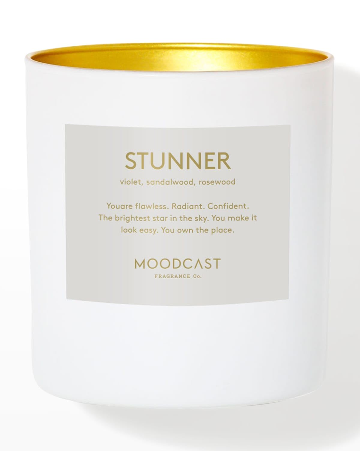 Moodcast Stunner - Vela perfumada para el hogar, sándalo, violeta y palisandro, mezcla de cera de coco limpia, vegana, sin parabenos, combustión de larga duración de 45 horas, 8 onzas