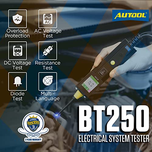 AUTOOL Power Circuit Probe Tester Automotive Circuit Tester Car Fuse Relay Short Tester Breaker Finder 6-30V AC DC Voltage Resistance Diode Electrical System Test Diagnostic Tool for 12V 24V Vehicle - Image 4