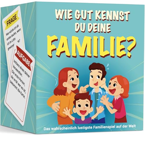 WIE GUT KENNST DU DEINE FAMILIE ? Das beliebte Familienspiel mit witzigen Herausforderungen und Fragen | Kartenspiel 150 Karten Gesellschaftsspiel Geschenk | Spieleabend Kinder, Teenager, Erwachsene