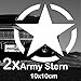 Finest-Folia 2X Army Stern Retro Oldschool Aufkleber Sticker Hotrod Rat US Star Armee 10x10cm (K013)