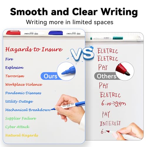 Fine Tip Dry Erase Markers - 12 Pack Fine Point Thin Assorted Colors Whiteboard Bulk, Low Odor Dry Erase Markers for Office Classroom School White Board - 10 Colors