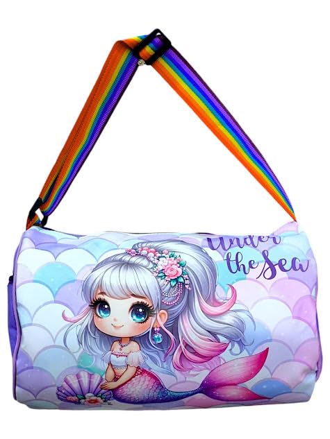 Duffle Bag,Mermaid Duffle Bag (1 pcs) Multipurporse Travel Bag for Girls/Boys, Gym Bag, Outside Picnic Travelling Bag with Shoulder Strap, Picnic Bag, Spots Bag for Boys-image-18