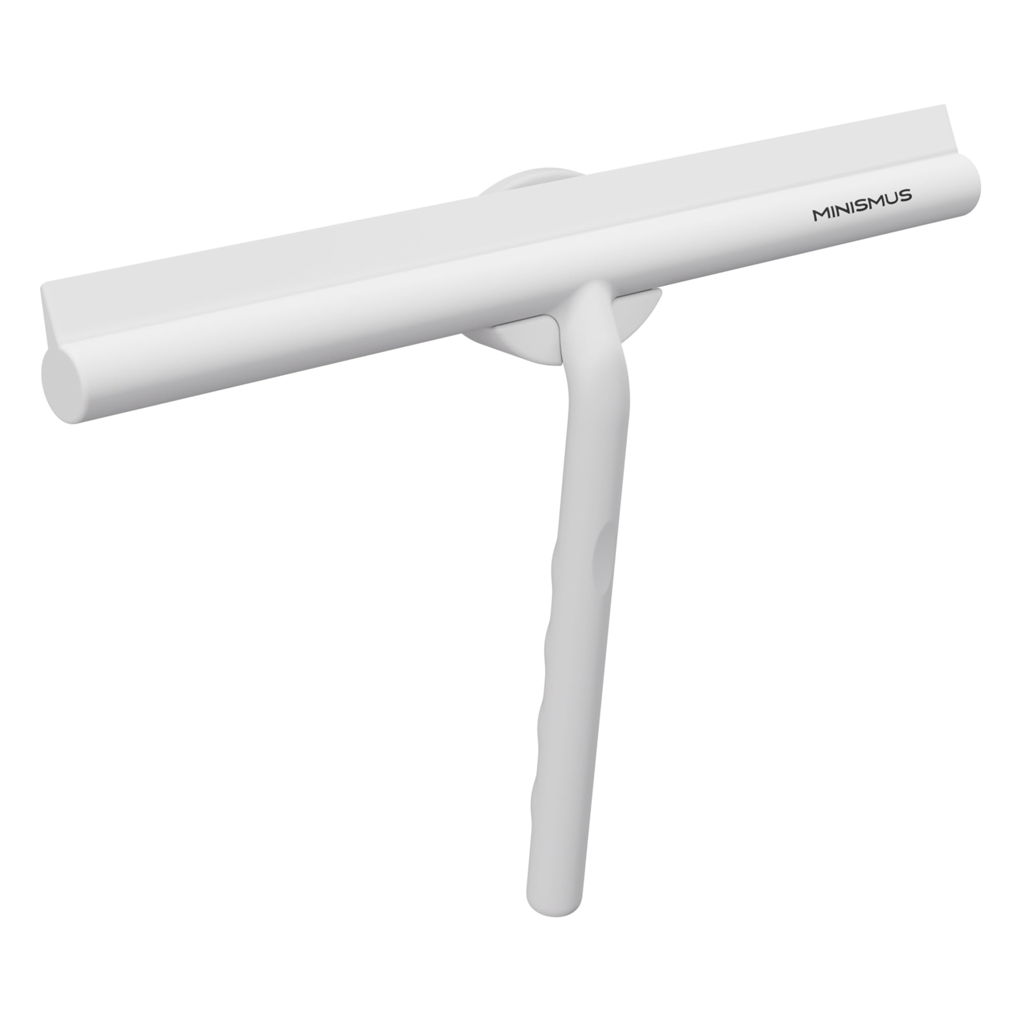 Minismus White Shower Squeegee For Shower, Bathroom, Tile, Mirror, Window, Magnetic Holder No Drilling, Self Adhesive, Stylish Modern Design 28Cm (White)