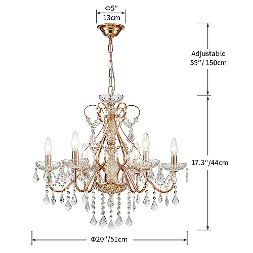 Saint-Mossi-6-Light-Crystal-Chandelier-Light-Fixture-Modern-Chandelier-Crystal-Lighting-French-Gold-Crystal-Raindrop-Chandelier-for-Dining-RoomBedroomLiving-Room-H23-x-D24