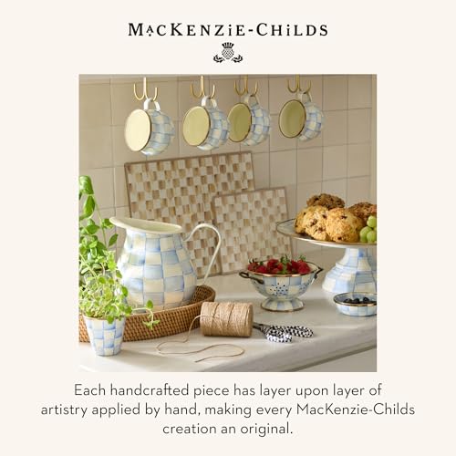 Image of MACKENZIE-CHILDS Enamel Colander, Large, Light-Blue-and-White Sky Check