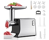 Tnamdan Picadora de carne eléctrica de 3000 W con 3 cuchillas, 3 placas de picado, inversión...