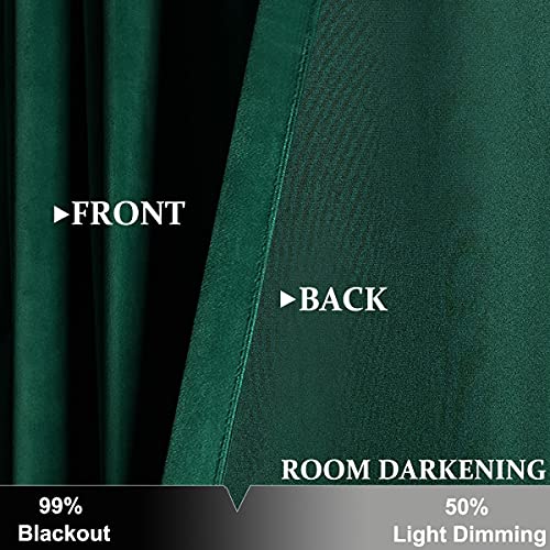 Image of Green Velvet Curtains 84 inches Long - Luxury Green Curtains, Light Blocking Rod Pocket Drapes for Living Room and Bedroom, Set of 2, 52 inch x 84 inch, Emerald Green