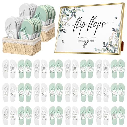 Image of Zoooyawn 24 Pairs Wedding Party Favors Flip Flops Bulk Wedding Sign for Guest