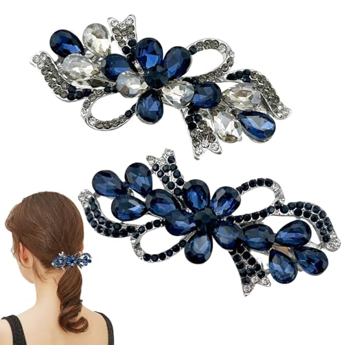 2Pcs Blue Vintage Flower Hairpins, Elegant Jewelry Design, Perfec...