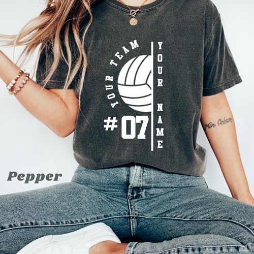 Custom Unisex Volleyball Sweatshirt, Hoodie and T-Shirt - Personalized Your Name Volleyball Mom, Game Day Team Shirt3