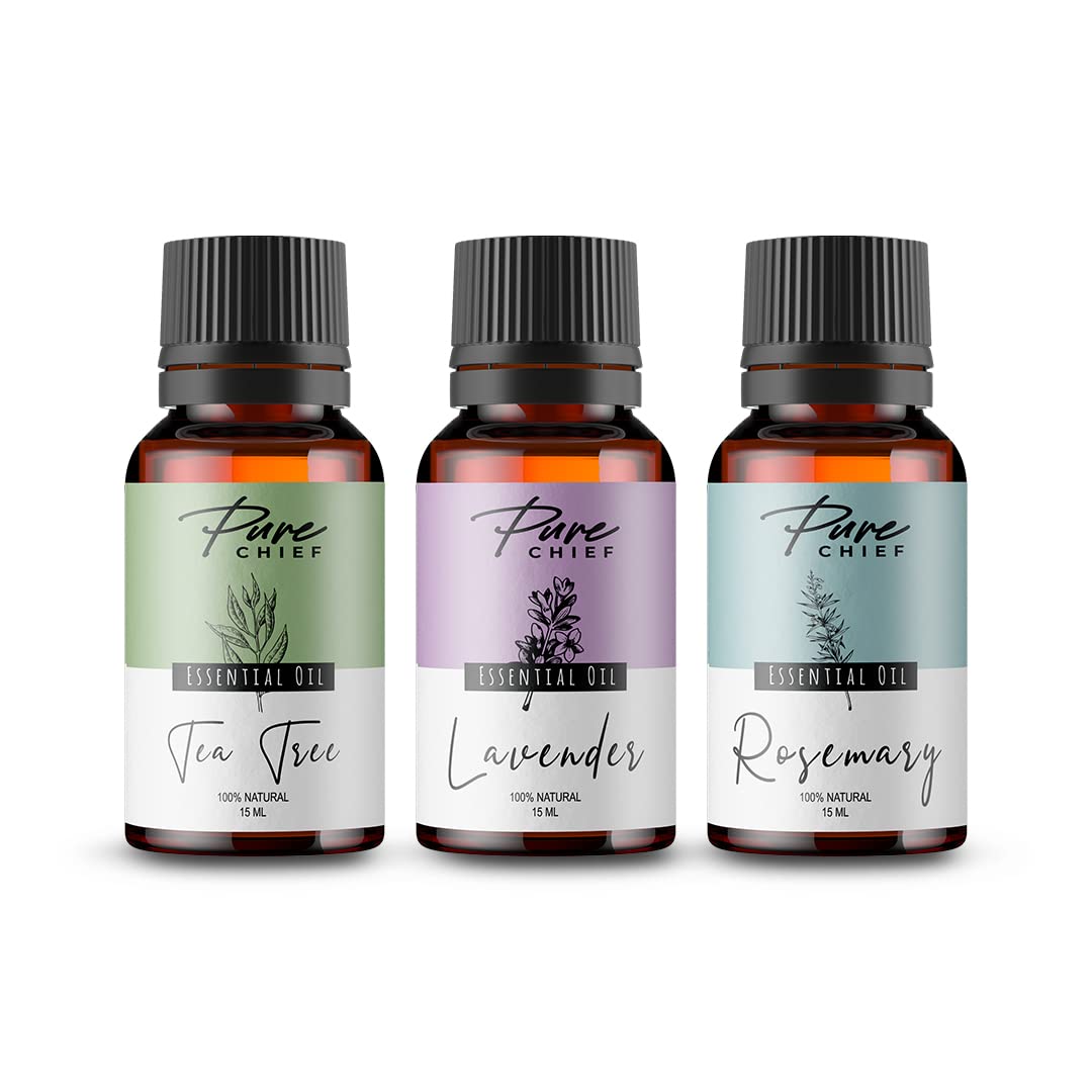 Lavender, Rosemary, Tea Tree Essential Oil | Pure Essential Oil | Natural Essential Oil | Essential Oil Combo | Pack of 3
