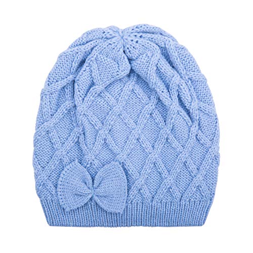 Kids Criss Cross Knit Winter Hat with Bow, Scarf and Glove Set for Girls3