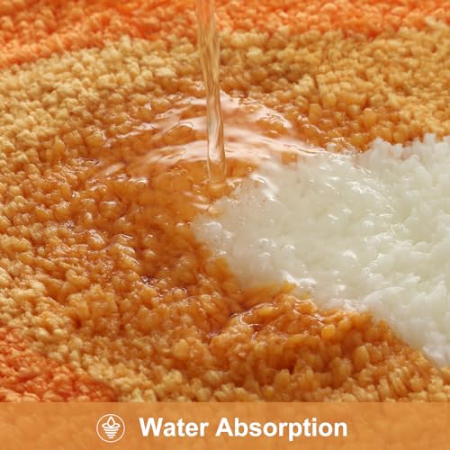 HAOCOO Orange Bathroom Rugs Non Slip Washable, Soft Plush Irregular Shape Non Slip Bath Mat,Microfiber Machine Washable Floor Mat Carpet for Bath Sink Tub Shower