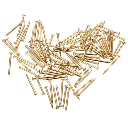 DECOMELODY Clavos de Latón Dorado 1,2x15mm 100 Cabeza Redonda Estilo Antiguo, Fácil Instalación para Muebles y Cajas de Madera para Bricolaje Hogar
