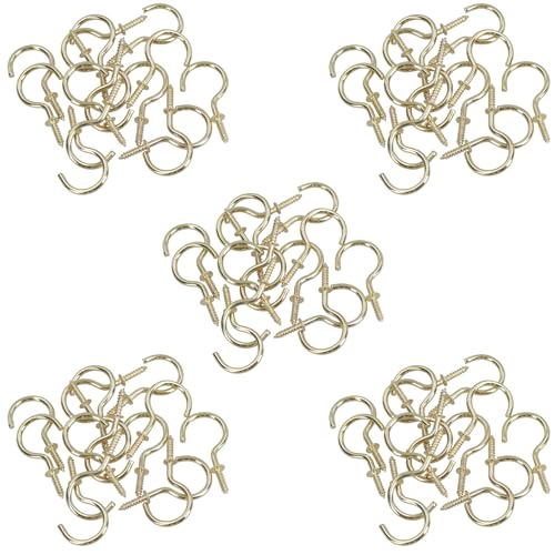 AB Tools 38mm Cup Hook Screws Picture Curtain Hangers Fasteners Brass Coated 75pc