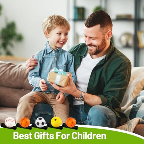 Maxmoc 5 Stück Ball mit Schnur Kinder, 6cm Springball mit Schnur, Gummi Ball mit Gummiband Handgelenk, Sport Spielzeug für Kinder Erwachsen Basketball Fußball Baseball Tennis