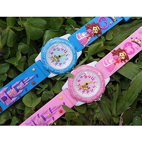 1Pc Kids Lovely Watch Criativo Cartoon Castle Princess Pattern Relógio de pulso para crianças Relógi