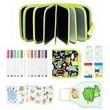 Zoruam Aqua Doodle, libro da colorare lavabile, per bambini da 3 a 7 anni, libro da colorare riutilizzabile, per bambini, in viaggio, con 12 penne, grembiuli, maniche, panni per la pulizia, 16 pagine