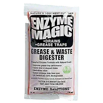 Enzyme Magic Grease & Waste Digester 32-pack (4oz) Strong Enzyme pH Neutral Biodegradable Open Slow/Stopped Drain Neutralize Odor Works for Kitchen Toilet Camper Septic Tanks Grease Trap Soda Line