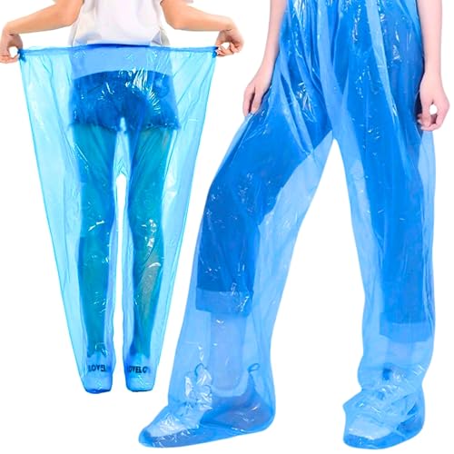 Disposable Rain Pants 5 PCS, Waterproof Plastic Pants Clear with Shoes Cover Outdoor Emergency for Men Women Unisex