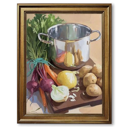 Framed Vegetable Still Life Canvas Print Art, Modern Wall Art,