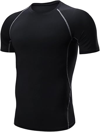 Mens Short Sleeve Rash Vest Sun Protection Quick Dry Swimming Shirts Watersport Base Layer Rash Guard for Surfing Swimming Fishing