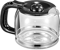 Yabano Kaffeekanne, Glaskaraffe mit Kunststoffdeckel, Zubehör für Yabano Household Kaffeemaschine, 1,5L, spülmaschinenfest, Schwarz