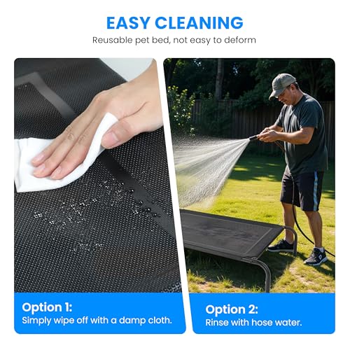 Simple Deluxe Cooling Elevated Dog Bed, Raised Portable Dog Cots Beds No-Slip Feet Durable Portable Indoor & Outdoor Pet Hammock Bed, 42x25.5x8 Inch, Black - Image 6