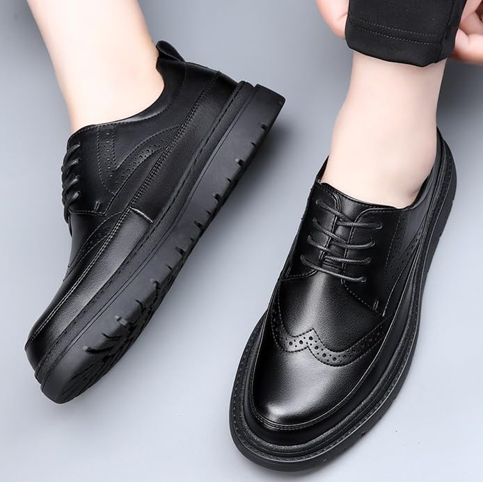Men's Genuine Leather Dress Shoes Mens Formal Business Wedding Dress Shoes Comfort Business Casual Derby Shoes(7)4