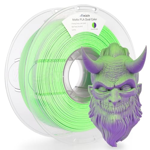 Image of AMOLEN Matte PLA 3D Printer Filament - Dual Color Green Purple Filament, Smooth Finish Color Change 3D Printing Filament 1.75mm, 1KG /2.2lb
