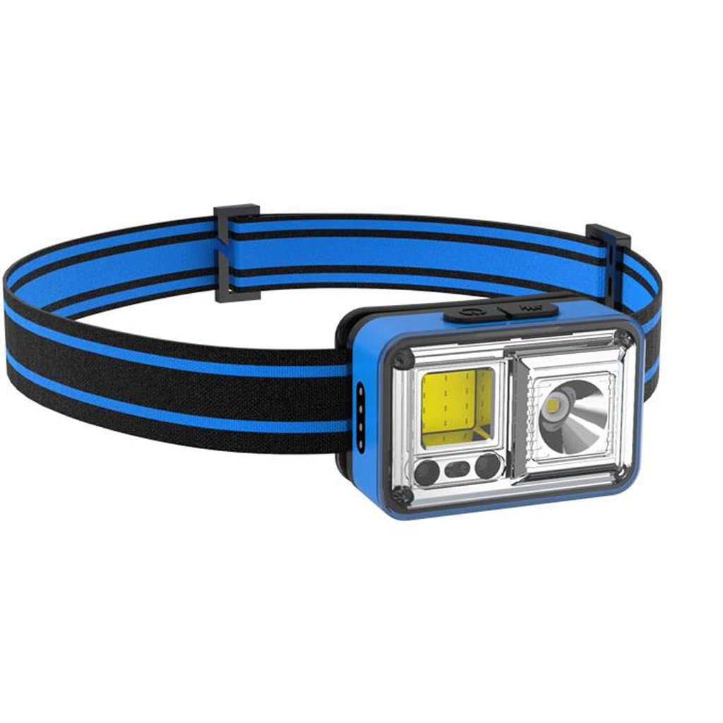 OYYMTE Lithium Battery Induction Headlight Led Outdoor Strong Light Head-Mounted Torch Type-C Rechargeable Wild Fishing(Blue)