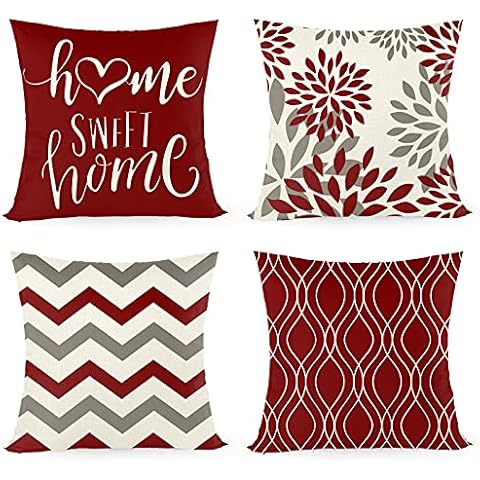 Juego de 4 fundas de cojín decorativas con inscripción «Home Sweet Home» Cover