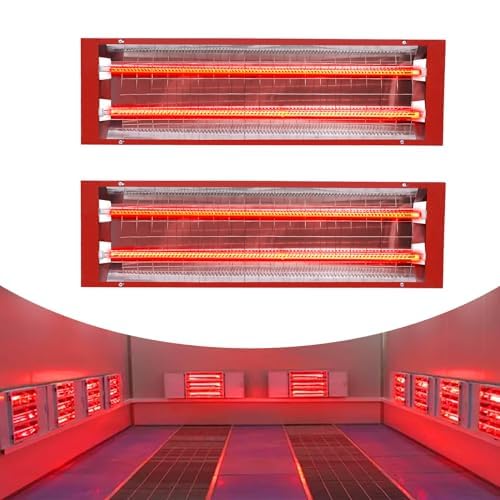 塗装ヒーター 赤外線ヒーター 塗装 スプレーペイントベーキングルーム 2個 2000W 110V 自動車用赤外線塗装硬化ヒートランプ、RT- 200℃/392?加熱温度、各ランプ加熱面積1m3/35.3ft3 自動車用コーティング
