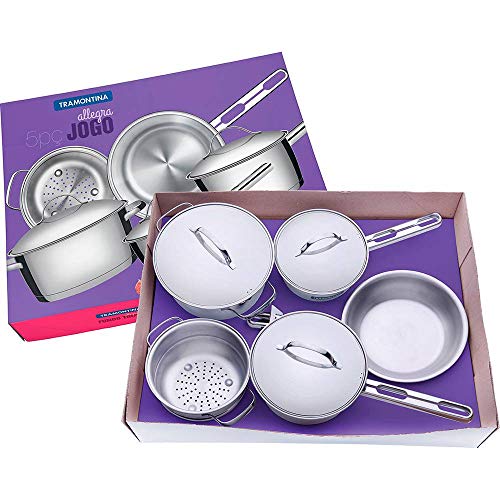 Tramontina CONJUNTO DE PANELAS 5 PEÇAS DE ACO INOX FUNDO TRIPLO -...