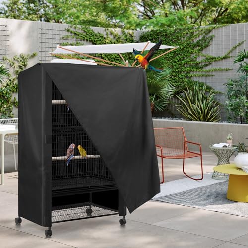 Image of Birdcage Cover Breathable Sunshade Cage Cover for Parrot Large Bird Cage Covers for Night (Black 23 * 13 * 21Inch)