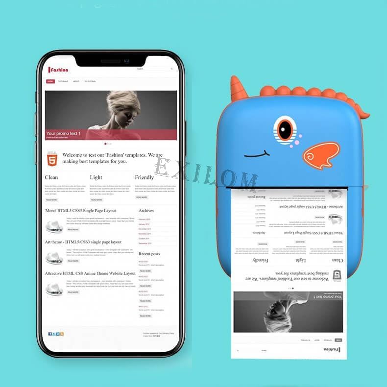 Star Impex Mini Thermal Printer Inkless Bluetooth Pocket Printer for Prints Picture List, Memo, Receipt, Tag, Sticker, Study Printer for Picture, Compatible with iOS, Android (Blue)