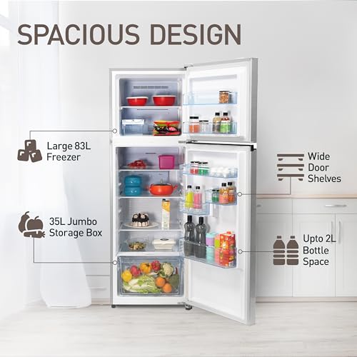 Image of Panasonic 338 L 3 Star 6-Stage Smart Inverter Frost-Free Double Door Refrigerator (NR-TG351CUSN, Shining Silver, Jumbo Vegetable Basket, Net Capacity 308L)