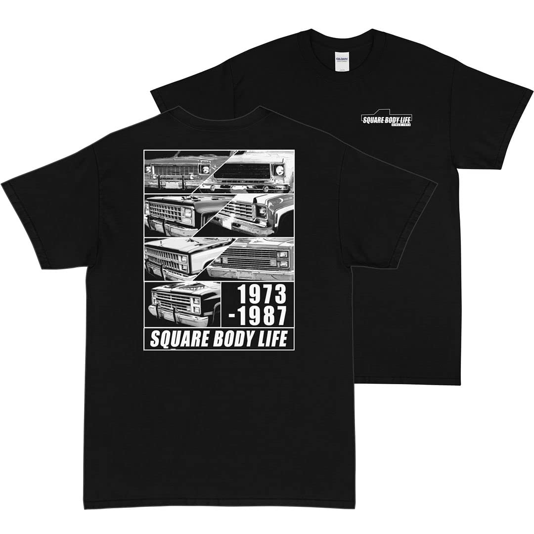 Aggressive Thread Square Body Shirt, Mens Squarebody Truck T-Shirt with 1973-1987 Grilles Black