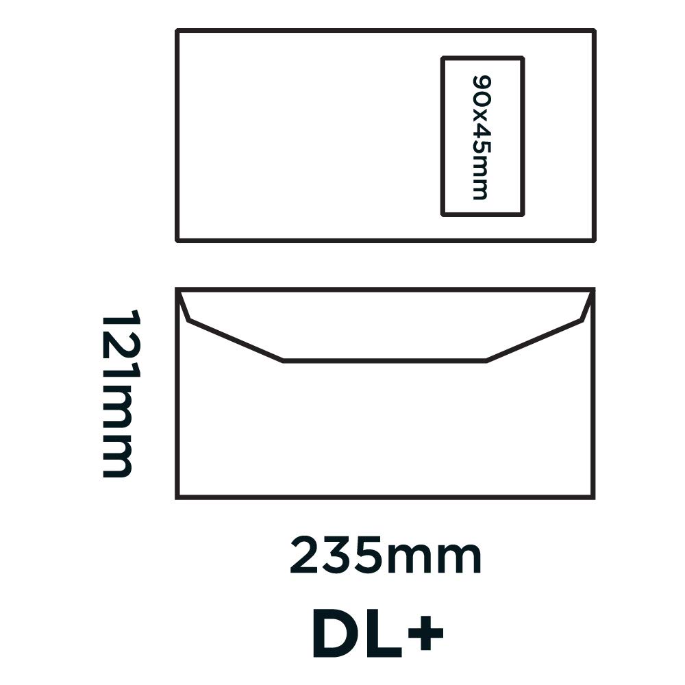 Blake Purely Everyday DL+ 121 x 235 mm 90 g/m² Enveloppes Courrier Gommée Portrait Fenêtre (9114PW) Blanc - Boîte de 1000