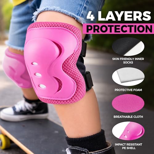 Image of JASPO Neo Kids Protective Gear Set | SX-4 | Knee Pads, Elbow Pads & Wrist Guards for Skating, Cycling & Skateboarding (Medium Size)
