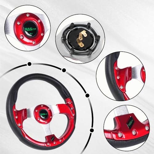 RASTP Golf Cart Steering Wheel 12.6â/320mm for Club Car DS and Club Car Precedent EZGO Yamaha Golf Carts,Red - Image 3