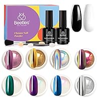 PACKAGE CONTENTS: 2 Pcs 7.5ml Black White Colors Gel, 8 Jars Nail Powder with 8 pcs eyeshadow sticks and 1 brush: Holographic Laser Silver, Chrome Gold, Chrome Silver, Chrome Pink, Chrome Purple, Pearlescent Blue, Pearlescent Green, Iridescent Powder...