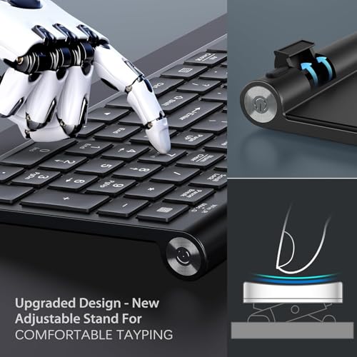 Image of JOYACCESS Wireless Keyboard Mouse Combo, Ergonomic Wireless Keyboard with Adjustable Stand, Type-C Connector,and Waterproof Film Compatible with Win 7 /8 /10, MacBook Pro /Air, Laptop - Black